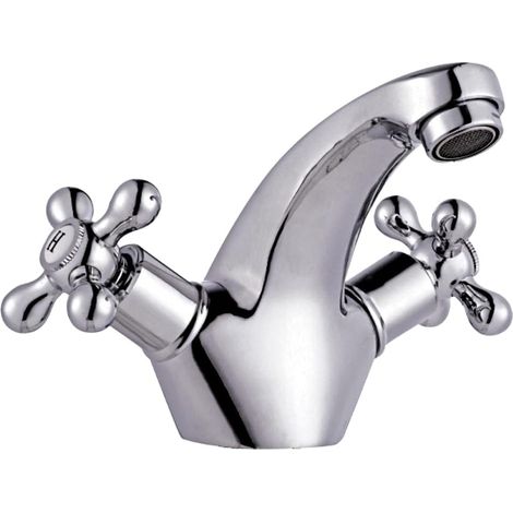 1 Mitigeur, Laiton, Finition Chromée, Style Rétro, Pour Lavabo Salle De Bain