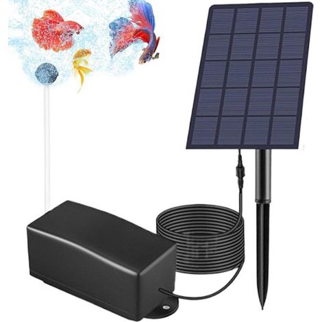 Solarbetriebener Teichbelüfter – Teichluftpumpe – Für gesunde Wasserlebewesen – Wetterfestes Design – 300 cm Kabel – Schwarz (1/5)