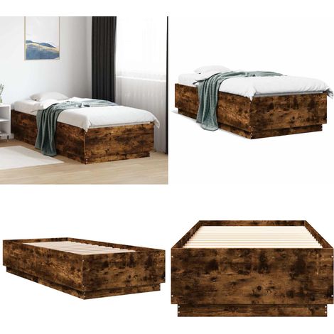 Cadre de lit sans matelas chêne fumé 100x200 cm - Cadre De Lit - Lit Double - Lit Moderne - Lit En Bois - Sommier - Home & Living (1/5)