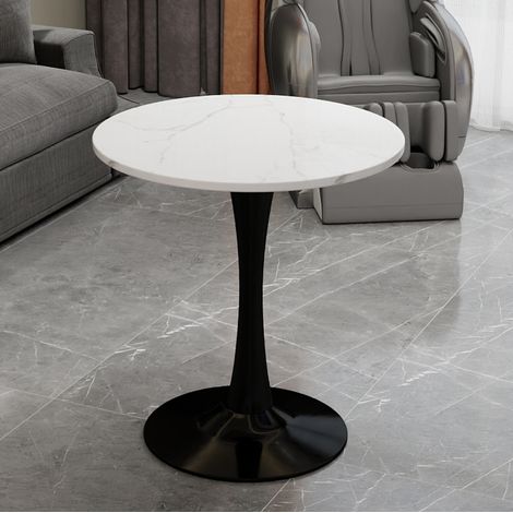 Tavolo rotondo in marmo artificiale nero e bianco per 2-4 persone (1/5)
