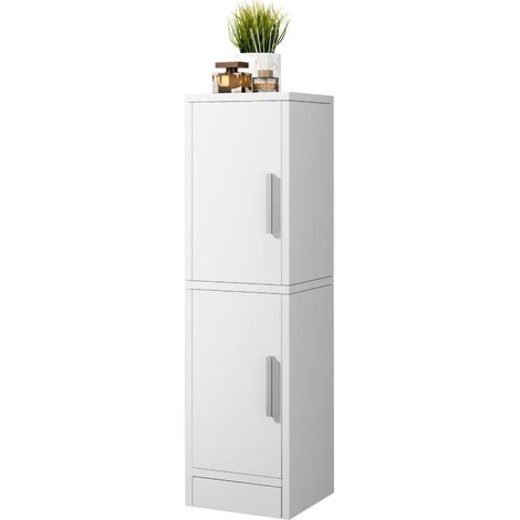 Petit Meuble de Rangement pour Salle de Bain, Meuble d'angle étroit avec étagère réglable, Solution de Rangement Peu encombrante pour Toilettes, buanderie WBS002W (1/2)