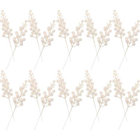 36 Pièces Branche de Baies Artificielles Blanches Scintillantes (1/5)