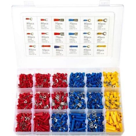 Cosses Electriques 1200 Pcs Connecteurs,Cosse Electrique Assortiment Connecteurs Isoées sertissage (1/5)