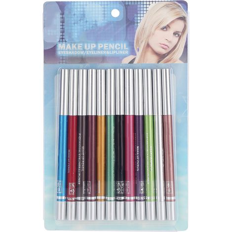 Lot 12 crayons cosmétiques waterproof longue tenue : fards à paupières, eye-liners, crayons à lèvres - maquillage multi-usage (1/5)