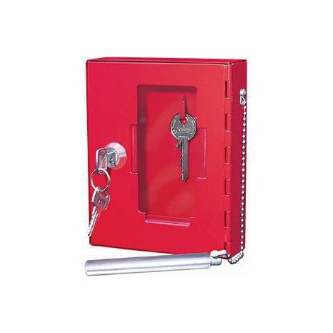 Schlüsselschrank ® 12 x 15 x 4 cm (B x H x T) inkl. Klöppel 2 Schlüsseln Stahlblech pulverbeschichtet rot (1/3)