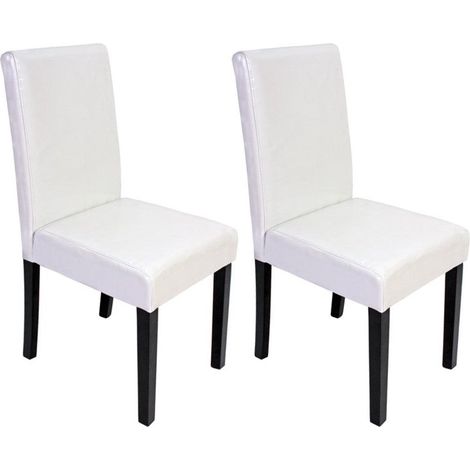 Lot de 2 chaises de salle à manger synthétique blanc pieds foncés CDS04048 (1/2)