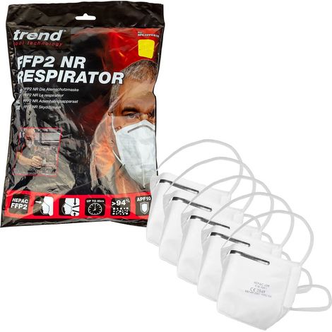 Trend Pack of 5 Dust Masks FFP2 NR Respirator Safety Hepac Filter RPE/FFP2/A/5 (1/5)