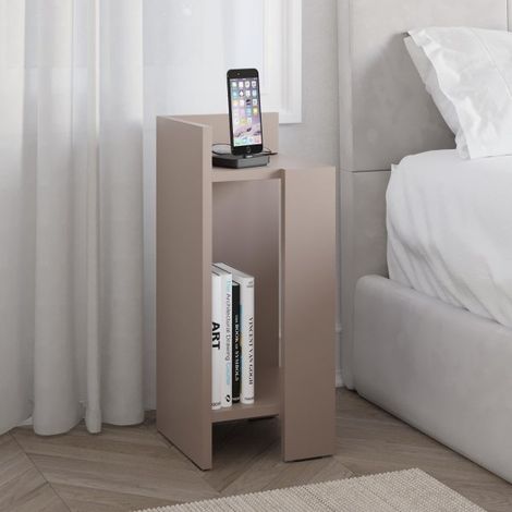 Tavolino comodino di design Elos 27x25x60h colore tortora sinistro