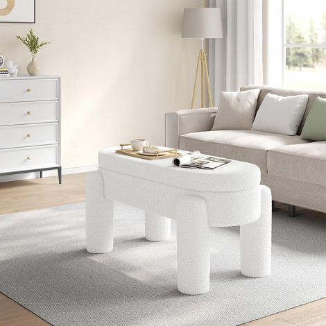WOLTU Upholstered Teddy Fabric Storage Bench, White (1/5)