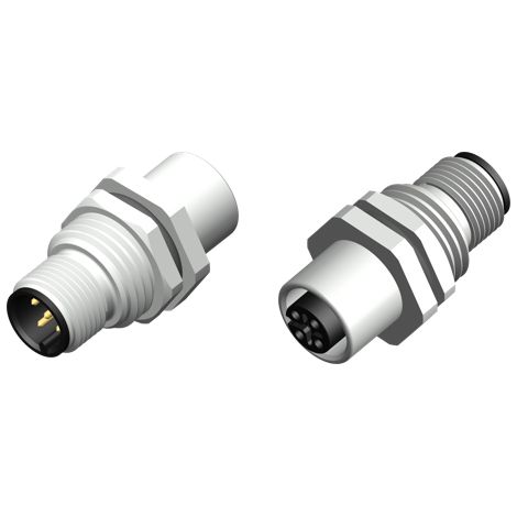 Adaptateur pour connecteur cylindrique Droit RS PRO Simple M12 5 contacts Mâle Double M12 5contacts Femelle ( Prix pour 1 ) (1/3)