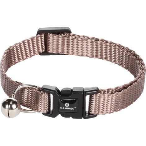 Collier réglable de 19 à 30 cm. Taupe avec clochette. pour chat. - Flamingo