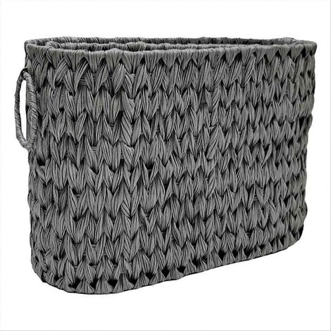 Panier de rangement tressé, panier en osier imperméable avec poignées, C (1/5)