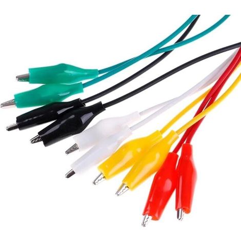 Cables de test avec pince crocodile Cables de mesure pour les tests Pinces à double extrémité Pinces crocodile Cables métalliques Contient 10 cables 50 cm Multicolore (1/4)