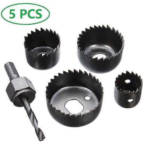 Kit de 5 fraises bimétalliques pour le bois (31-52 mm) : outil de perçage pour plaques de plâtre, gabarit de découpe et de perçage pour le bricolage. (1/5)