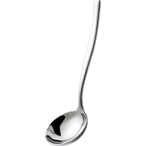 Cuillère à dessert ronde en acier inoxydable, cuillère à long manche, louche à soupe (1/4)