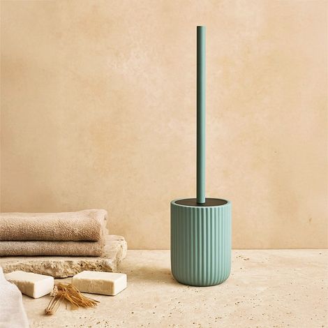 Exagonshop Portascopino wc a pavimento in ceramica verde color