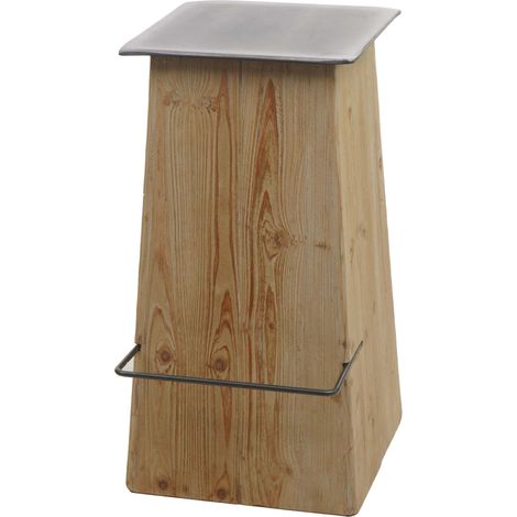 Sgabello bar bancone industriale HHG-605 75x47x39cm legno abete naturale ferro nero