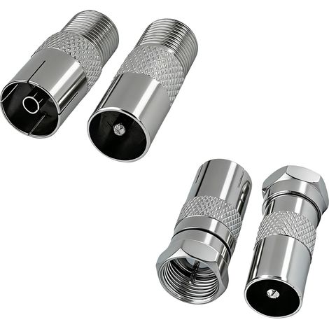 Coupleurs d'Adaptateurs d'Antenne, Connecteur Coaxial Rf TV Type F Mâle/Femelle Vers Mâle/Femelle Pour Récepteur Satellite, Câble d'Antenne, Modem, Appareils Audio,Argent (1/5)