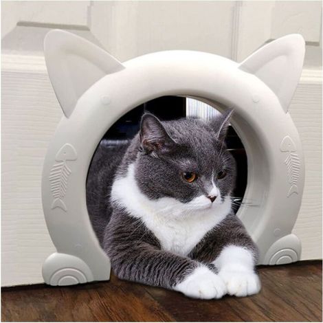 Chatière Intérieure - Pour Porte Creuse ou Pleine - Dimensions 26,8 x 23 x 5,5 cm - Adaptée aux Chats Jusqu’à 10 kg - Blanc ×1 (1/3)