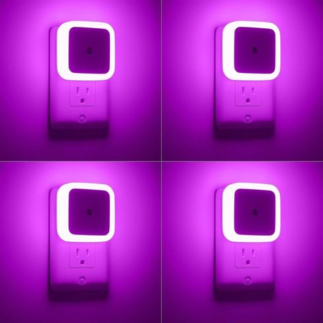 Veilleuses - Lot de 4 veilleuses à brancher sur le mur - Veilleuses à prise rose - pour chambre, salle de bain, couloir (1/5)