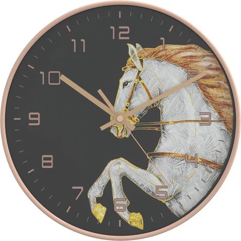 Horloge murale doré et blanc Ø29,5 cm polystyrène et verre (1/5)