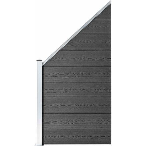 Maison Exclusive - Zaunelement Set WPC 792x(105-186)cm Schwarz