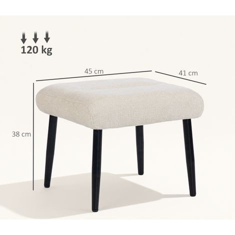 Sitzhocker Hocker mit weichem Sitzkissen Stahlbeinen Fußhocker mit Chenille-Stoff, 45 x 41 x 38 cm, Cremeweiß (1/5)