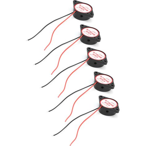 Émetteur de signal piézoélectrique actif à volume élevé (5 unités) avec buzzer continu, 95 dB DC3-24 V (noir) (1/5)