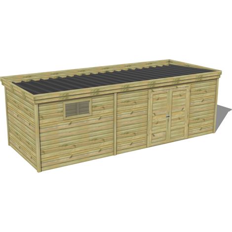 ABRI DE JARDIN bois traité 27mm, 7,4x2,6m, 20m2