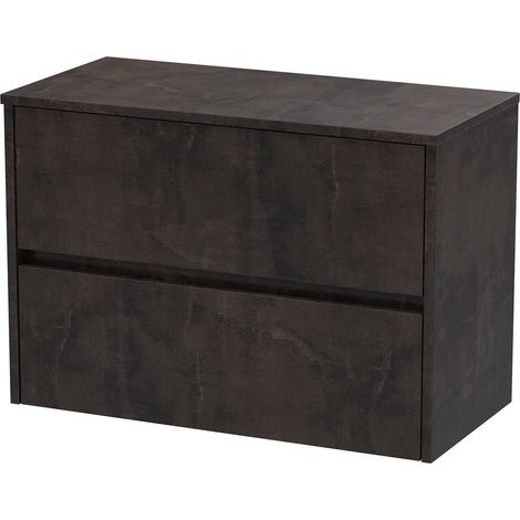 Nuie Havana Matt Metallic Slate 800mm Wall Hung 2 Drawer Vanity Unit with Worktop - HAV2606W (1/4)