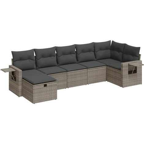 Maison Exclusive - 7-tlg. Garten-Sofagarnitur mit Kissen Grau Pol