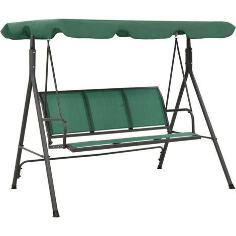 Balançoire de jardin verte, 170 cm, toile Teslin et acier (1/5)