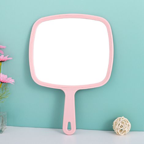 1PC ( rose ) Miroir de Coiffeur Rectangulaire pour Salons Professionnels avec poignée - Miroir à Main Manuel - Miroir de Barbier - Miroir Dentiste - Miro (1/3)