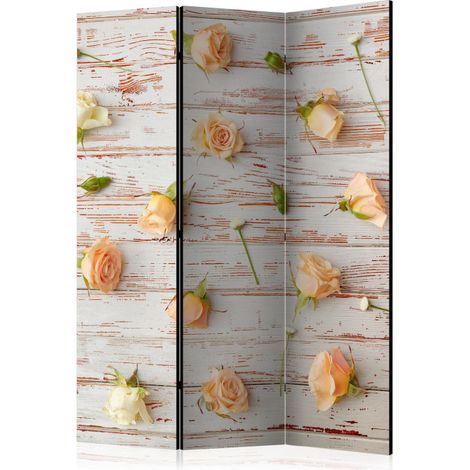 Paravent 3 Volets "Wood & Roses" 135x172cm (1/2)
