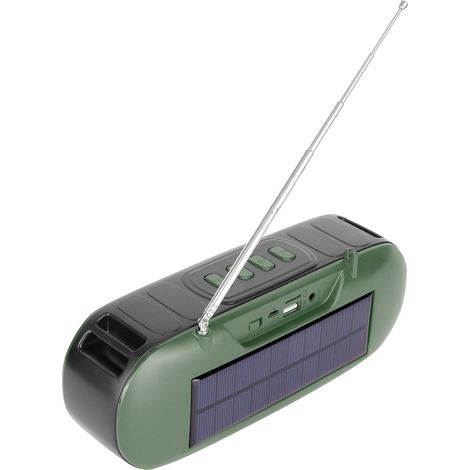 Enceinte Bluetooth Extérieure Solaire Portable avec Lampe Torche et Radio FM - Vert
