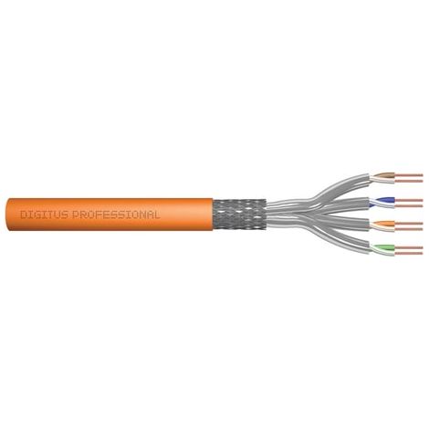 Cavo di Rete Duplex Cat 7 S-FTP Schermato, AWG 23/1, Lunghezza 100 metri, Colore Arancione, Classe CPR DCA, per installazioni professionali