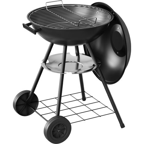 Woltu – Barbecue charbon 44x73cm – Grill avec roues – Hauteur 69cm – Métal et plastique – Pour pique-niques et camping