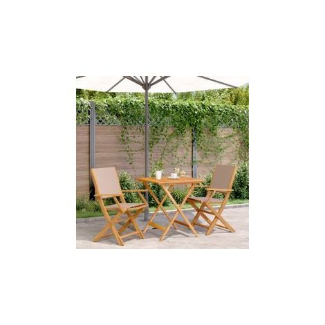 Ensemble de bistro 3 pcs taupe tissu et bois massif (1/5)