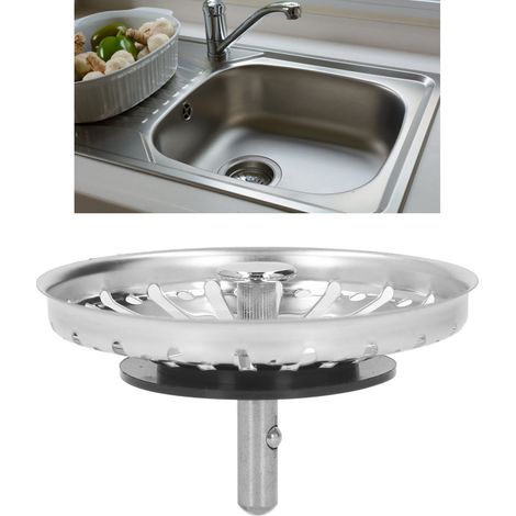 Abflusssiebkorb, dicker Edelstahl-Spülbeckenstöpsel, 33 mm langer Siebkorbstiel, Abflusszubehör (1/5)