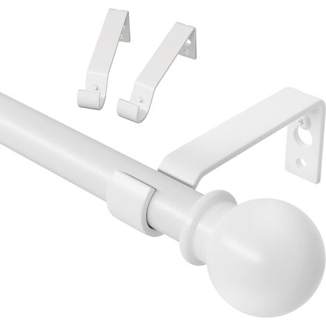 Tringle à Rideau Extensible Blanc 80-157 cm Support Métal 5/8" Dias - Kit Ajustable Voilage Fenêtre, Chambre, Salon" (1/5)