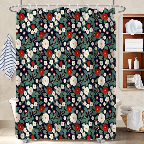 Ensemble rideau de douche polyester avec anneaux 180x180 montage sans perçage voile de douche pour personne à mobilité réduite (1/5)