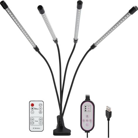 Lampe de croissance LED 5V 40W USB 4 tubes spectre complet avec clip pour plantes d'intérieur (1/5)