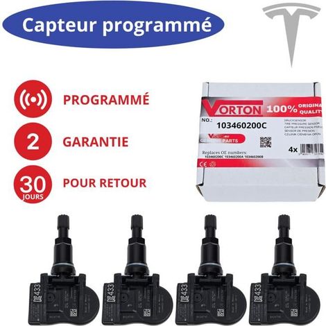 Tire Pressure Sensor TPMS - TESLA Model S/3/X (2014-2020) - Pre-programmed - 433 MHz - Black (1/5)