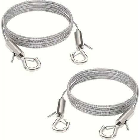 Fil de fer réglable pour miroirs, lampes, panneaux d'affichage, etc., capacité de charge 30 kg, 2 pièces, 2 m x 1,5 mm (1/4)
