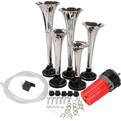 Klaxon, 5 Trompettes, 125 dB de Sortie Sonore, Argent (1/2)