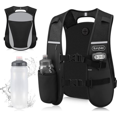 Laufweste für Damen und Herren, Verstellbare Brustgurte, Trinkweste mit 500ml BPA-freier Wasserflasche, Reflektierende Laufweste mit Handytasche bis 7 Zoll, Atmungsaktive Neopren-Laufweste für Laufen/ (1/5)