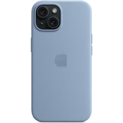 Coque pour iPhone 15 compatible MagSafe. en silicone résistant aux rayures - Rouge et bleu clair