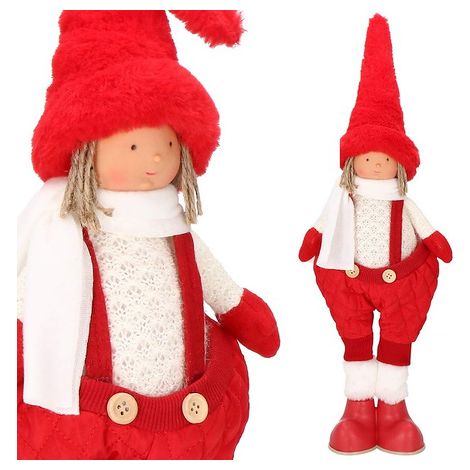 SPRINGOS Puppe Zwerg Weihnachtswichtel Hose mit Hosenträgern ein Mädchen stehende Dekofigur 17x52 cm Weihnachtszwerg