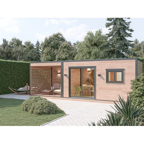 Abri de piscine 24m2 en bois Douglas 55mm – Baie vitrée alu – Toiture acier résistante – Fabrication française – Monnet Seve