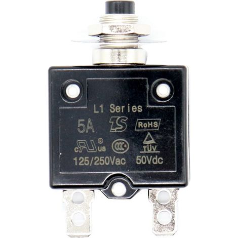 1 X 5A Disjoncteur 12V / 24V De Panneau Thermique Réarmable À Bouton -Poussoir Avec Bouchon Étanche (1/5)